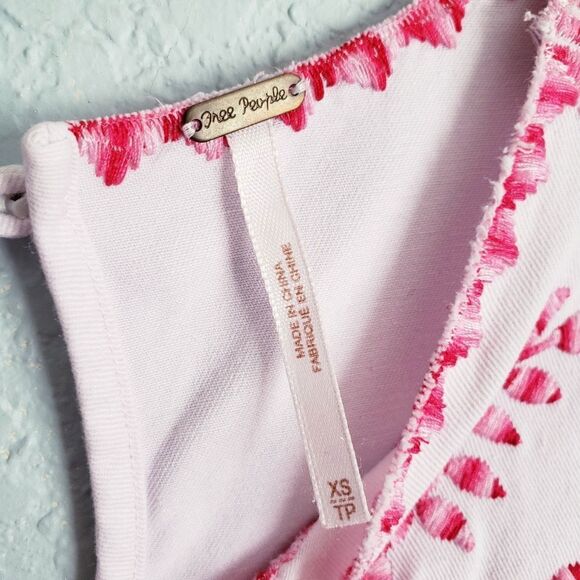 Free People‎ Pink Strawberry Fields Embroidered Mini Dress - Picture 6 of 9